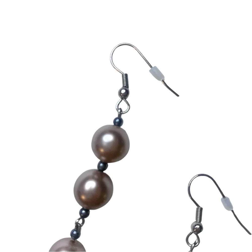 2/$30 NY&C Faux Pearl Pink Silver Drop Earring Dangling Dainty Romantic Coquette